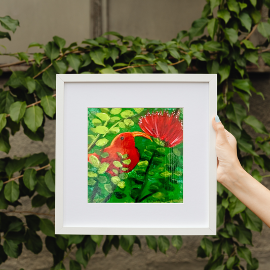 I'iwi with Lehua Art Print