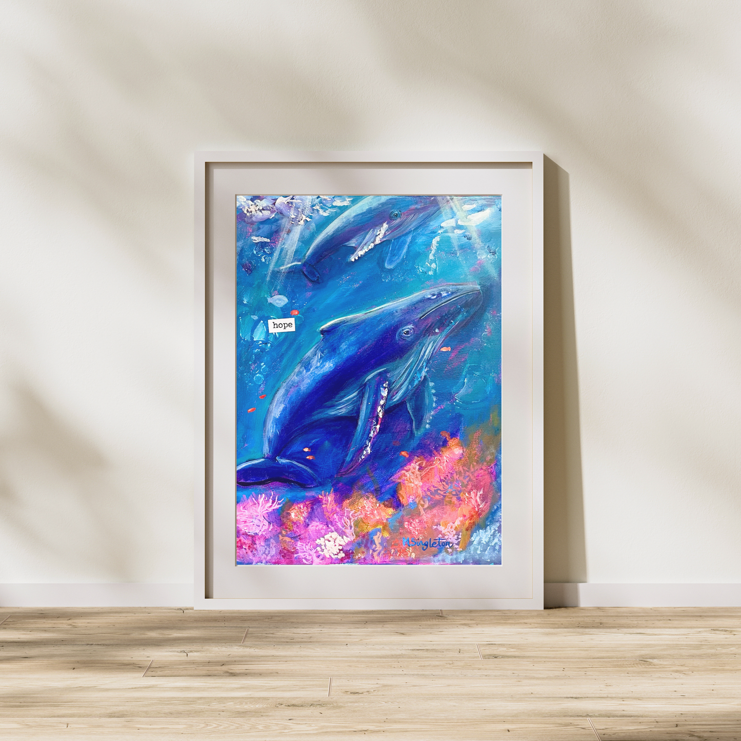 Hunchback Whale Family Art Print