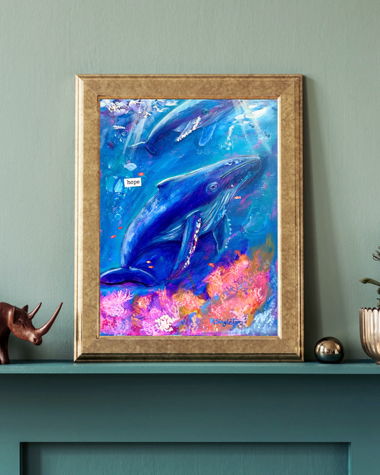 Hunchback Whale Family Art Print