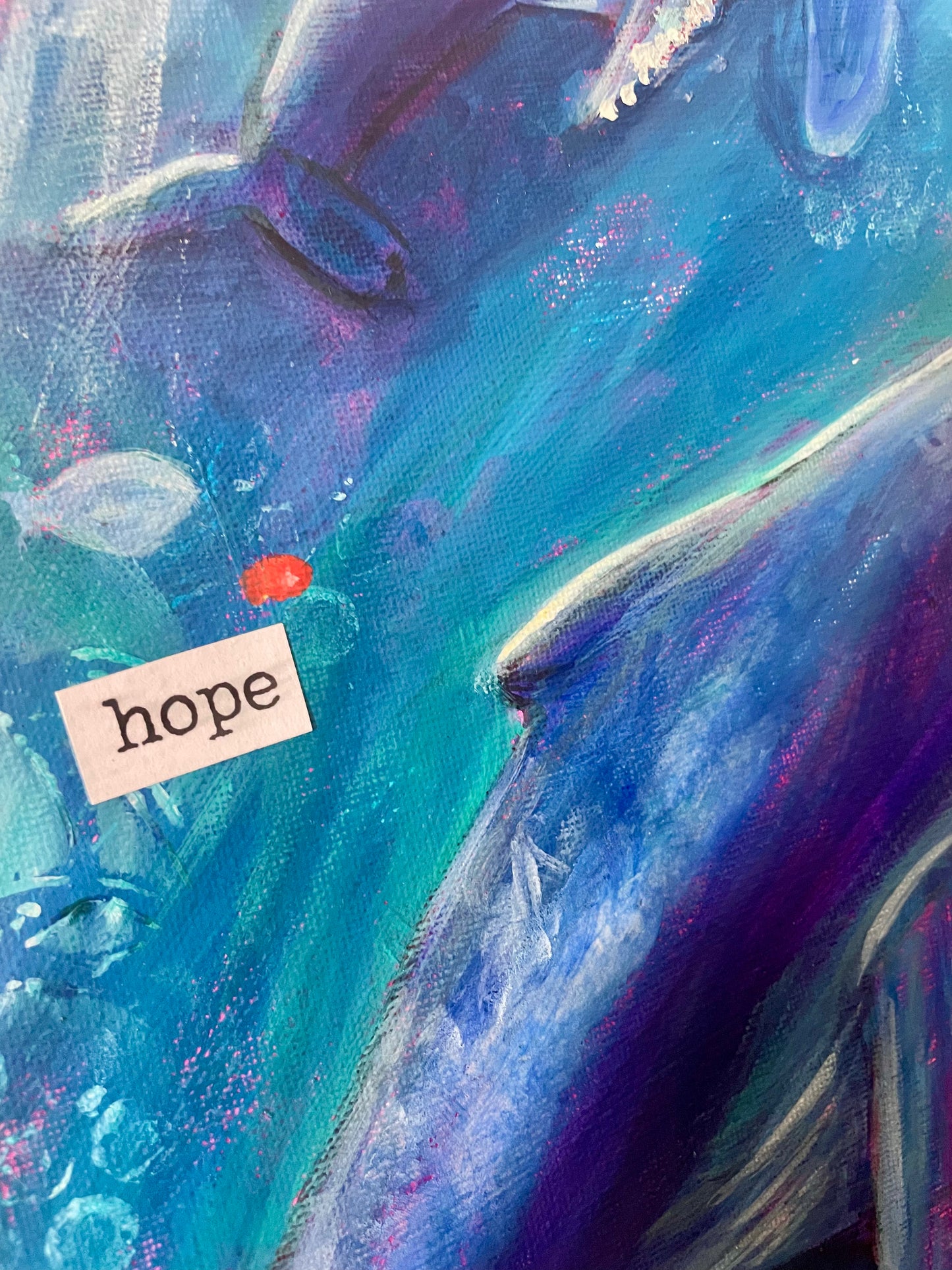Humback Whale Family Original Mixed Media Art