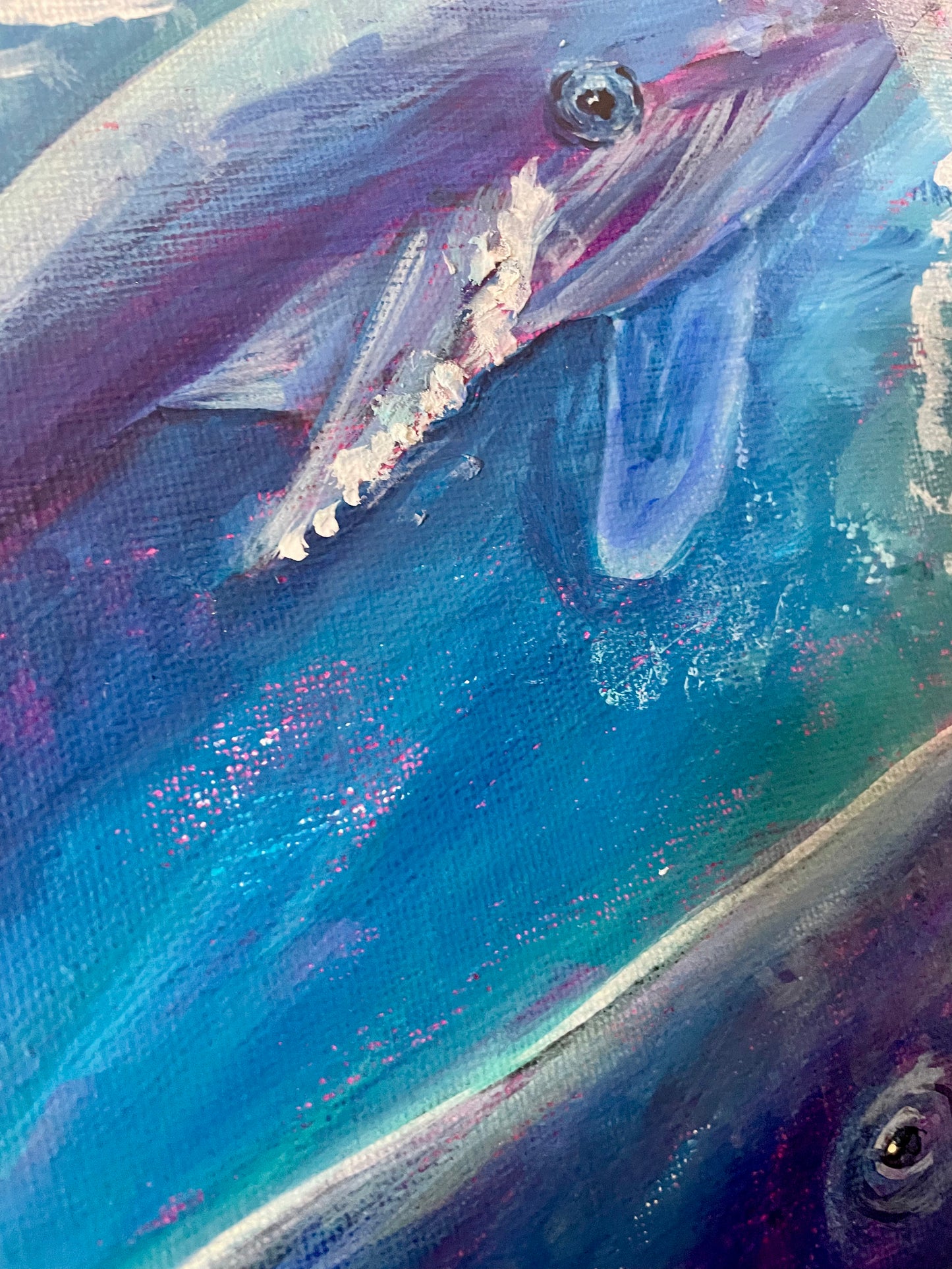 Humback Whale Family Original Mixed Media Art