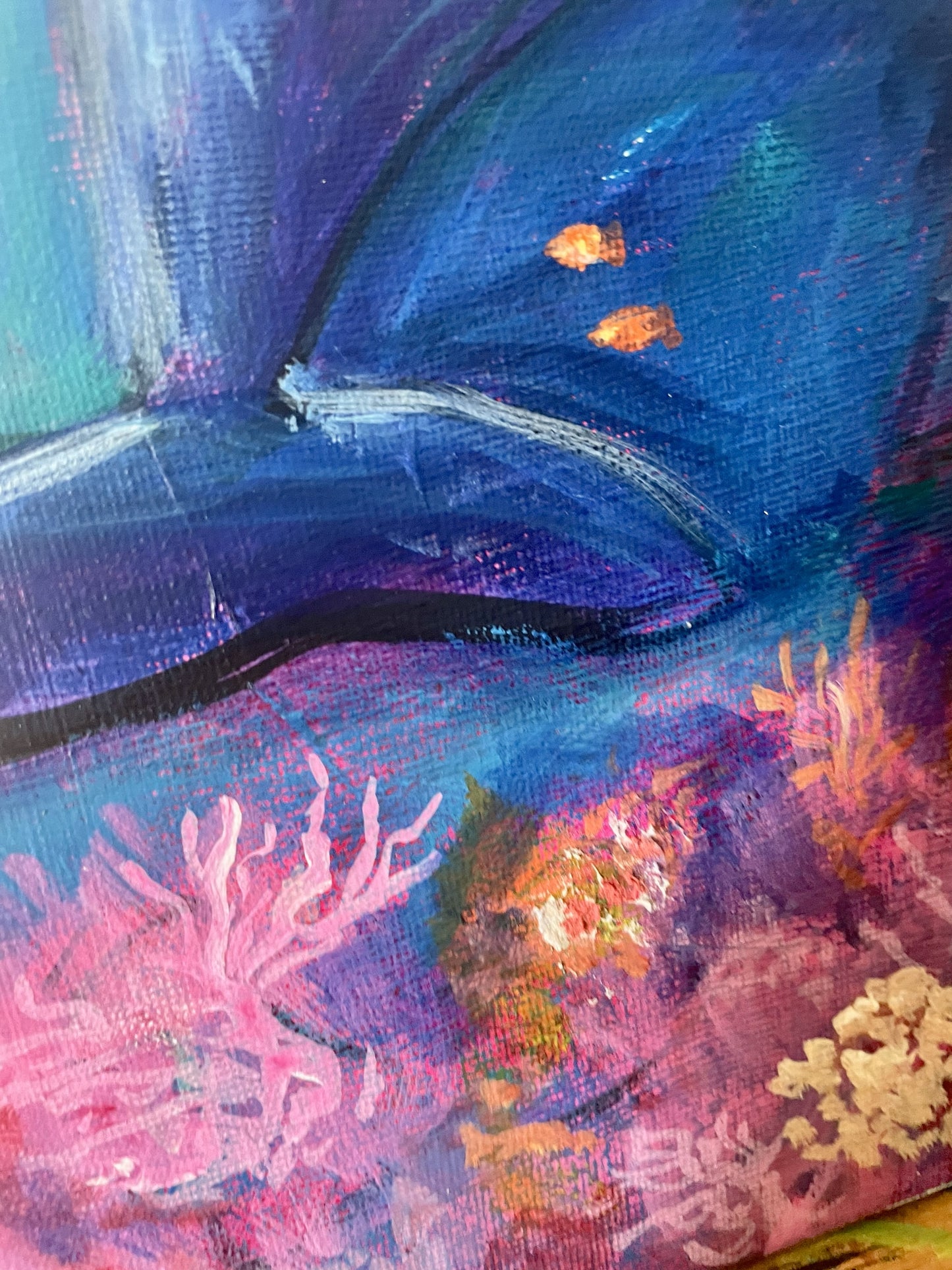 Humback Whale Family Original Mixed Media Art
