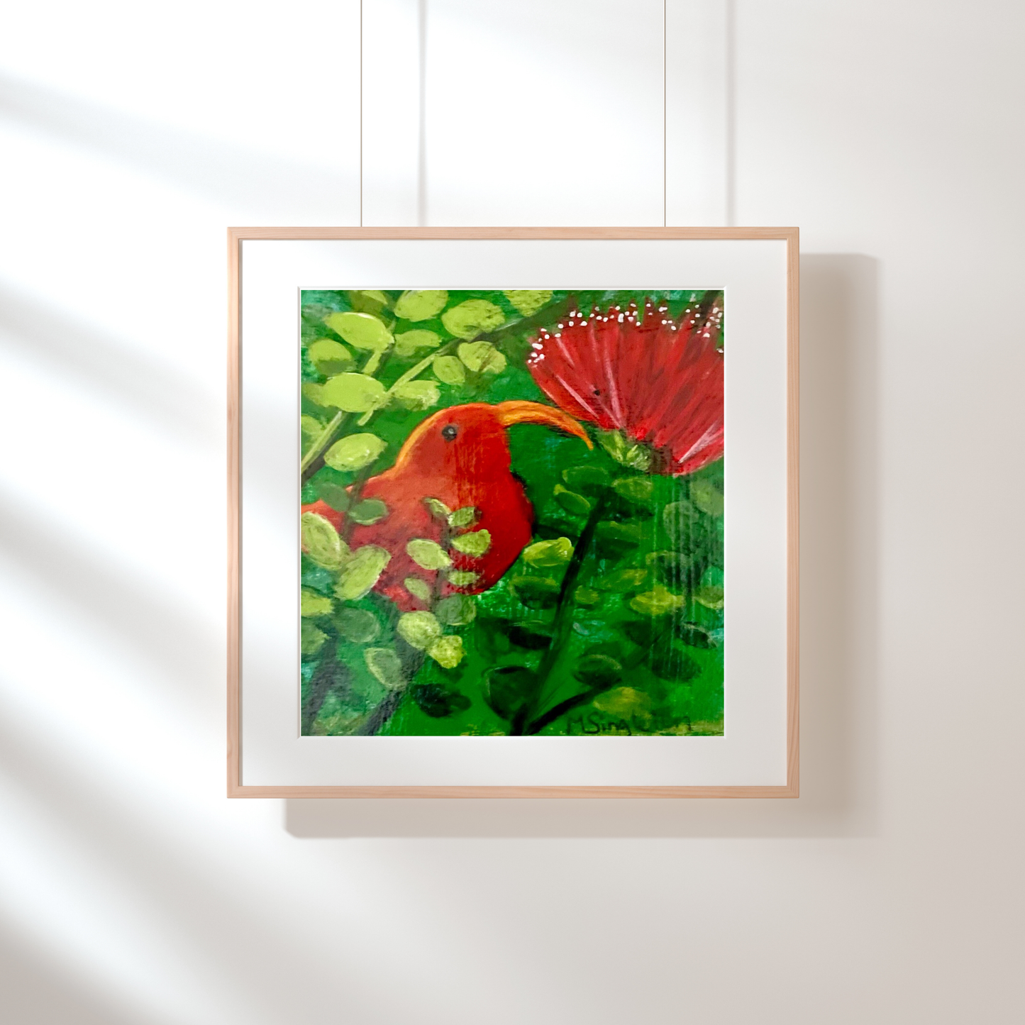 I'iwi with Lehua Art Print