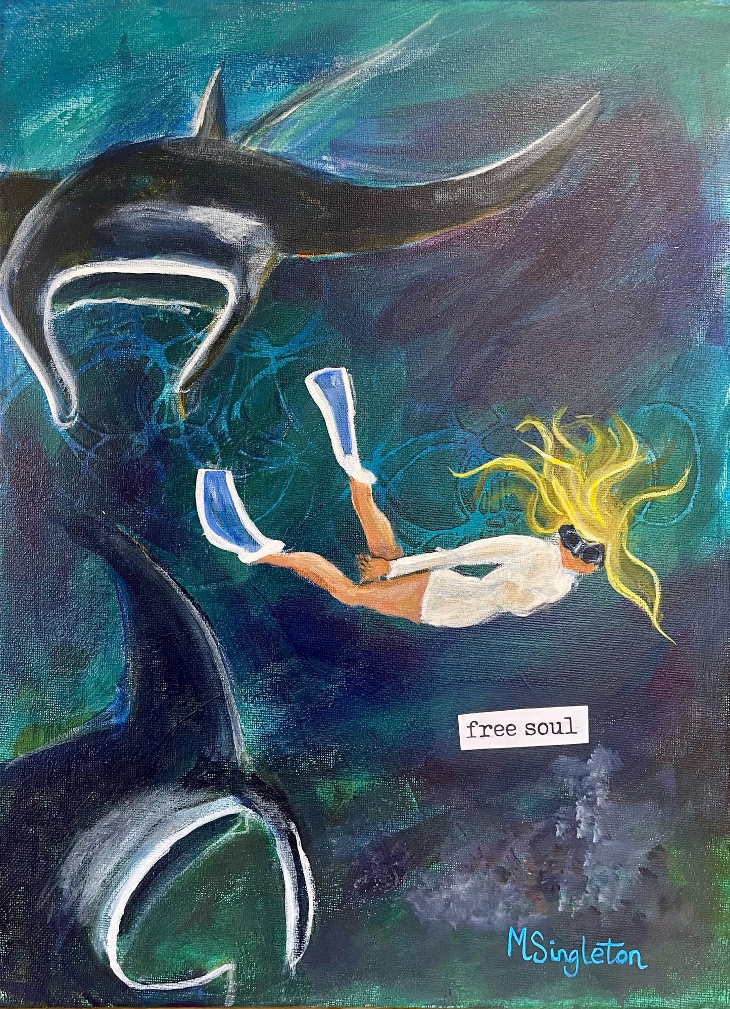 "Manta Adventure" Original Mixed Media Art