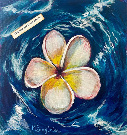 Plumeria at Sea Original Acrylic Art