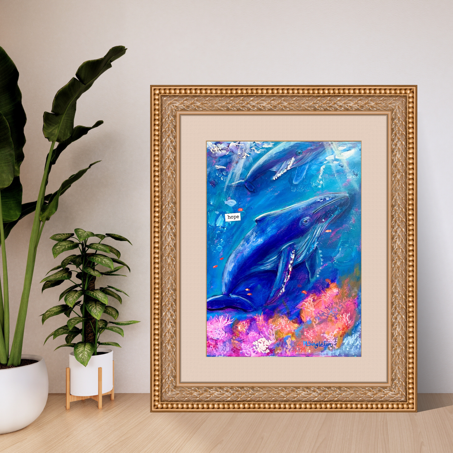 Hunchback Whale Family Art Print