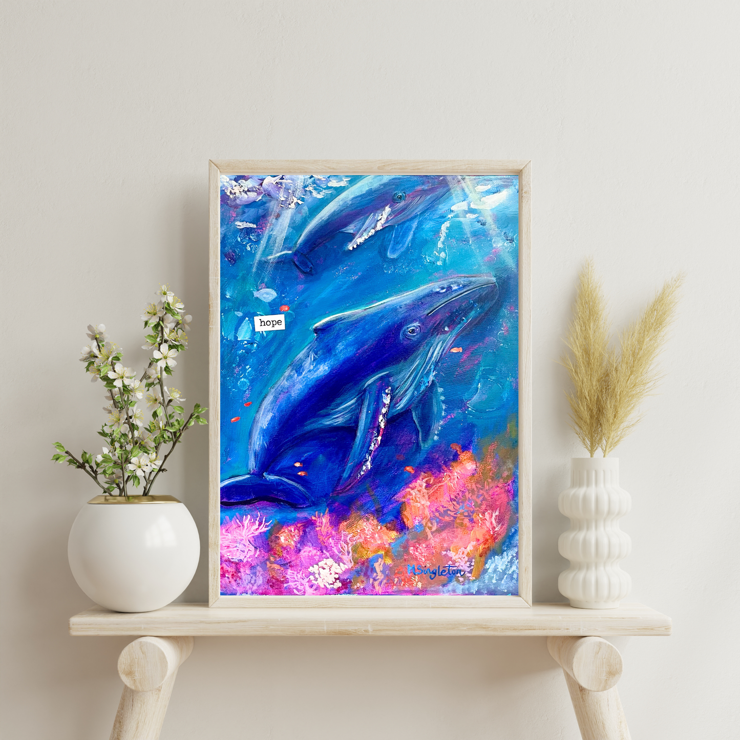 Hunchback Whale Family Art Print