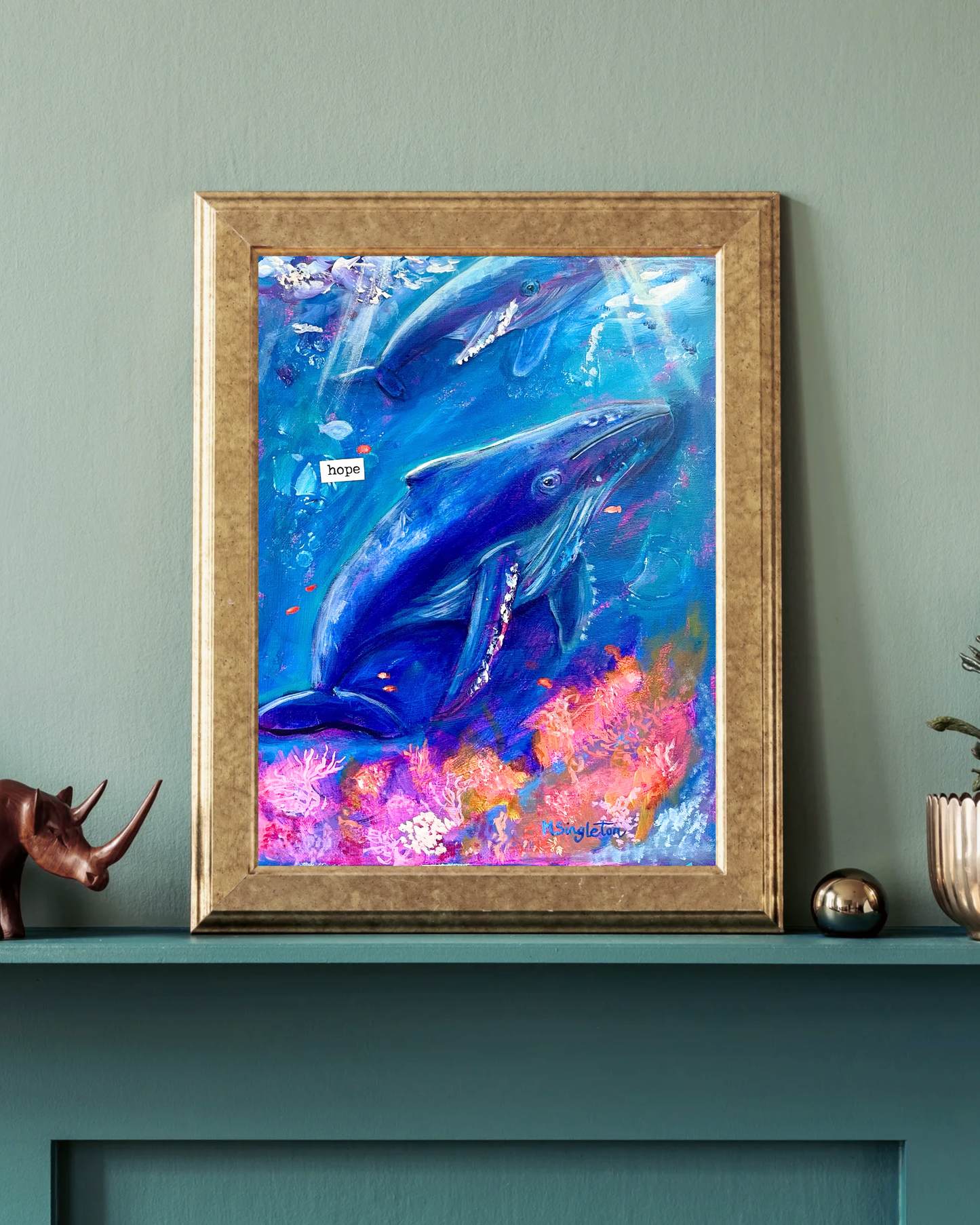 Hunchback Whale Family Art Print